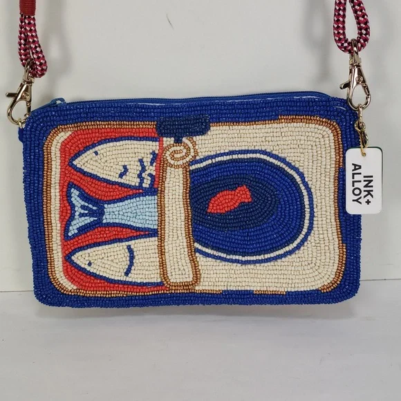 NWT INK + ALLOY LEILA SARDINE SEED BEAD CLUTCH  CROSSBODY BAG PURSE - Picture 3 of 16